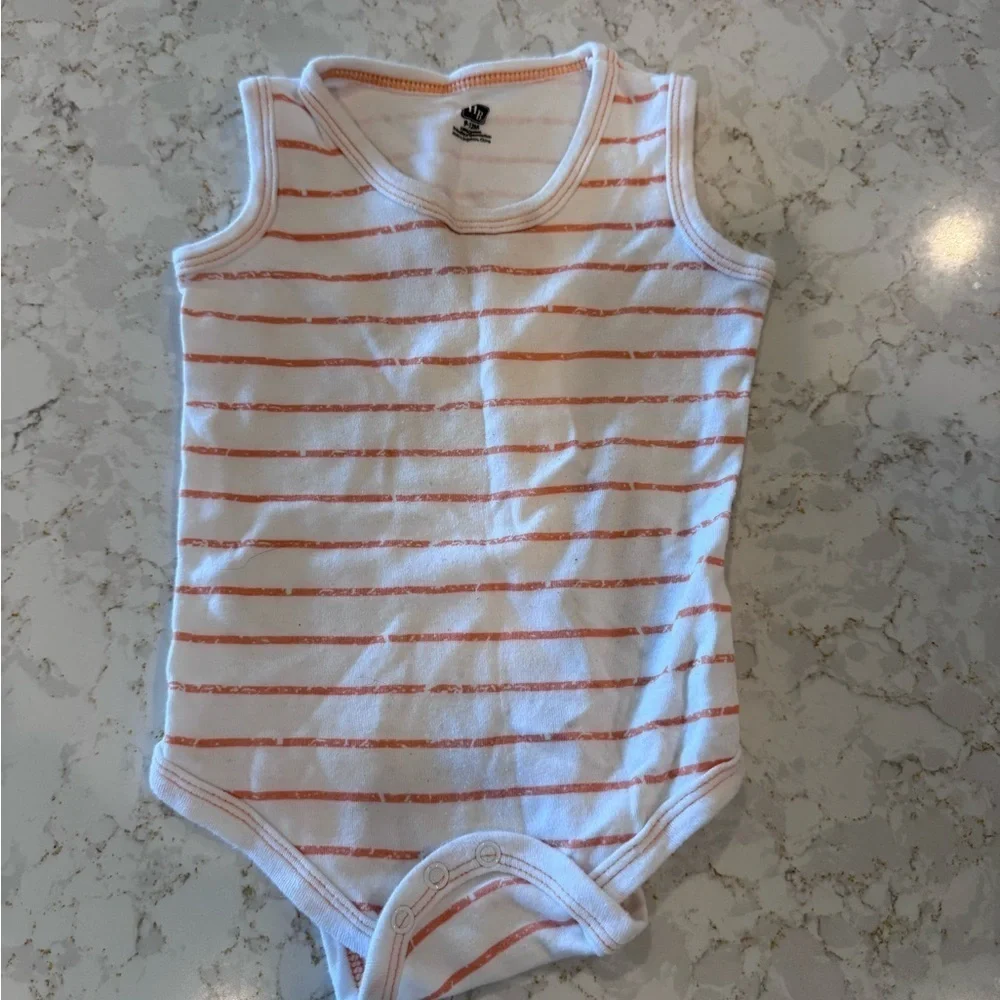 Blue and Orange Striped Sleeveless Bodysuit